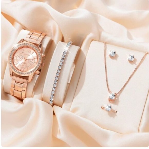 Rose Gold Watch and Jewelry Set - Picture 2 of 2